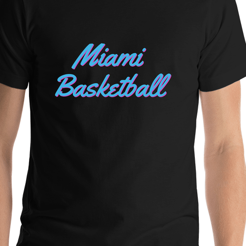 Personalized Miami Basketball T-Shirt - Black - Shirt Close-Up View