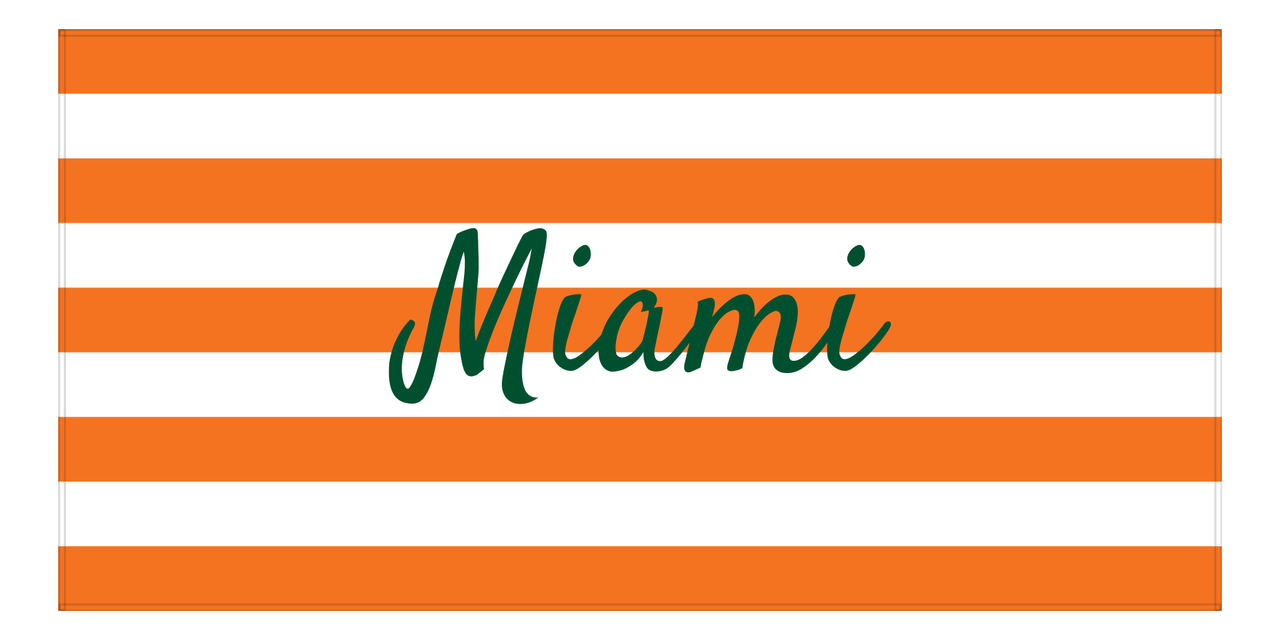 Personalized Miami Striped Beach Towel - Orange and White - Front View