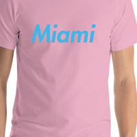 Thumbnail for Personalized Miami T-Shirt - Pink - Shirt Close-Up View