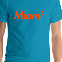 Thumbnail for Personalized Miami T-Shirt - Teal - Shirt Close-Up View