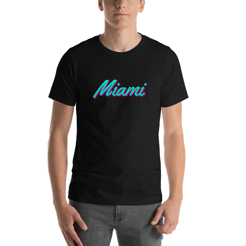 Miami T-Shirt - Black - Synthwave Outrun Vice South Beach Florida Vibes - Shirt View