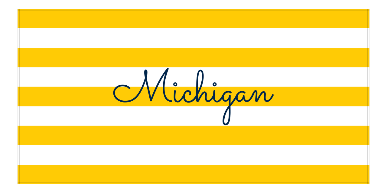 Personalized Michigan Striped Beach Towel - Yellow and White - Front View
