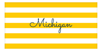 Thumbnail for Personalized Michigan Striped Beach Towel - Yellow and White - Front View
