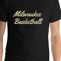 Thumbnail for Personalized Milwaukee Basketball T-Shirt - Black - Shirt Close-Up View
