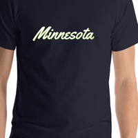 Thumbnail for Personalized Minnesota T-Shirt - Blue - Shirt Close-Up View