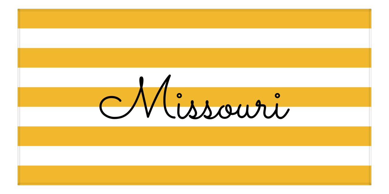 Personalized Missouri Striped Beach Towel - Yellow and White - Front View