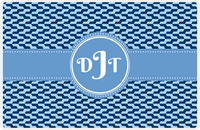 Thumbnail for Personalized Mod 2 Placemat - Navy and Light Blue - Glacier Circle Frame with Ribbon -  View
