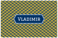 Thumbnail for Personalized Mod 2 Placemat - Navy and Mustard - Navy Decorative Rectangle Frame -  View