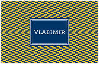 Thumbnail for Personalized Mod 2 Placemat - Navy and Mustard - Navy Rectangle Frame -  View
