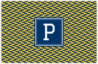 Thumbnail for Personalized Mod 2 Placemat - Navy and Mustard - Navy Square Frame -  View