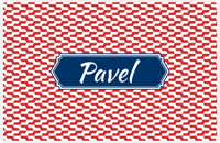 Thumbnail for Personalized Mod 2 Placemat - Cherry Red and White - Navy Decorative Rectangle Frame -  View
