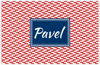 Thumbnail for Personalized Mod 2 Placemat - Cherry Red and White - Navy Rectangle Frame -  View