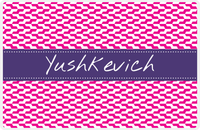 Thumbnail for Personalized Mod 2 Placemat - Hot Pink and White - Indigo Ribbon Frame -  View