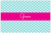 Thumbnail for Personalized Mod 2 Placemat - Viking Blue and White - Hot Pink Ribbon Frame -  View