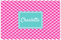 Thumbnail for Personalized Mod 2 Placemat - Hot Pink and White - Viking Blue Rectangle Frame -  View