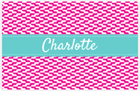 Thumbnail for Personalized Mod 2 Placemat - Hot Pink and White - Viking Blue Ribbon Frame -  View