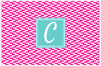 Thumbnail for Personalized Mod 2 Placemat - Hot Pink and White - Viking Blue Square Frame -  View