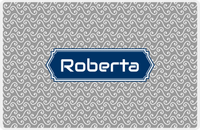 Thumbnail for Personalized Mod 3 Placemat - Light Grey and White - Navy Decorative Rectangle Frame -  View