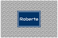 Thumbnail for Personalized Mod 3 Placemat - Light Grey and White - Navy Rectangle Frame -  View