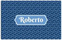Thumbnail for Personalized Mod 3 Placemat - Navy and Light Blue - Glacier Decorative Rectangle Frame -  View