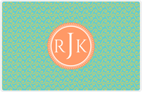 Thumbnail for Personalized Mod 3 Placemat - Viking Blue and Mustard - Tangerine Circle Frame -  View