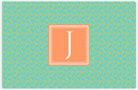 Thumbnail for Personalized Mod 3 Placemat - Viking Blue and Mustard - Tangerine Square Frame -  View