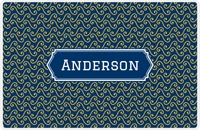 Thumbnail for Personalized Mod 3 Placemat - Navy and Mustard - Navy Decorative Rectangle Frame -  View