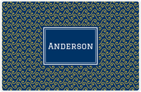 Thumbnail for Personalized Mod 3 Placemat - Navy and Mustard - Navy Rectangle Frame -  View