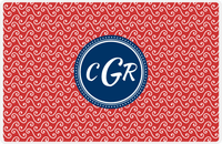 Thumbnail for Personalized Mod 3 Placemat - Cherry Red and White - Navy Circle Frame -  View