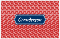 Thumbnail for Personalized Mod 3 Placemat - Cherry Red and White - Navy Decorative Rectangle Frame -  View