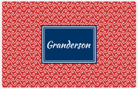 Thumbnail for Personalized Mod 3 Placemat - Cherry Red and White - Navy Rectangle Frame -  View