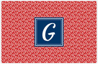 Thumbnail for Personalized Mod 3 Placemat - Cherry Red and White - Navy Square Frame -  View
