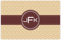 Thumbnail for Personalized Mod 3 Placemat - Light Brown and Champagne - Brown Circle Frame with Ribbon -  View