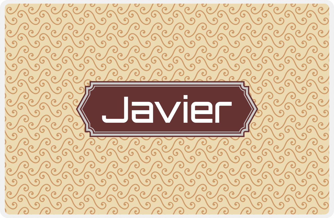 Personalized Mod 3 Placemat - Light Brown and Champagne - Brown Decorative Rectangle Frame -  View