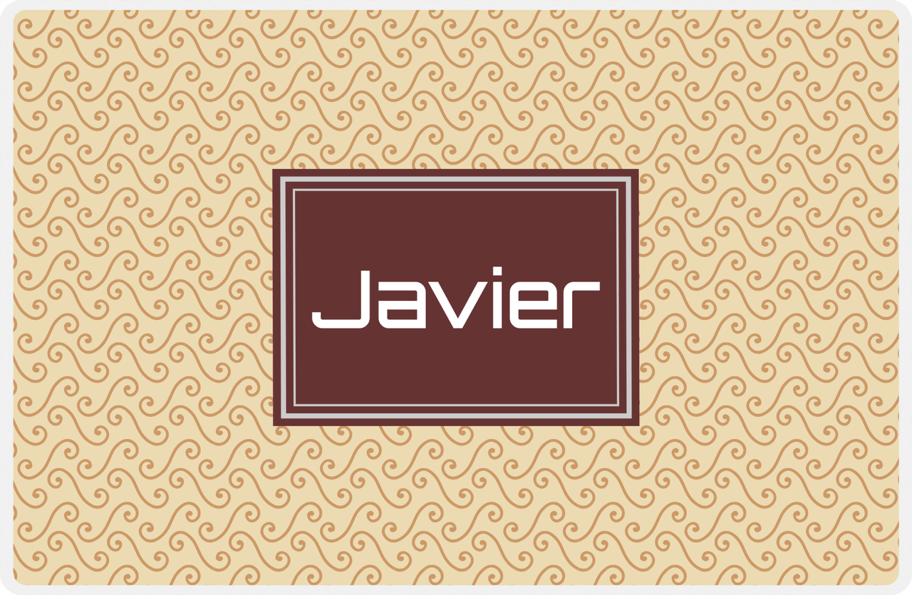 Personalized Mod 3 Placemat - Light Brown and Champagne - Brown Rectangle Frame -  View