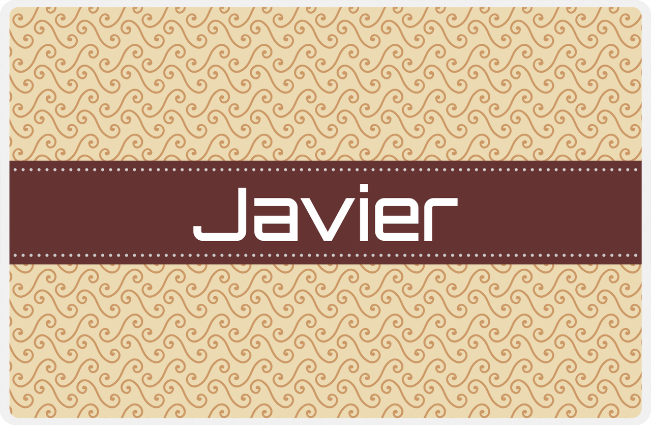 Personalized Mod 3 Placemat - Light Brown and Champagne - Brown Ribbon Frame -  View