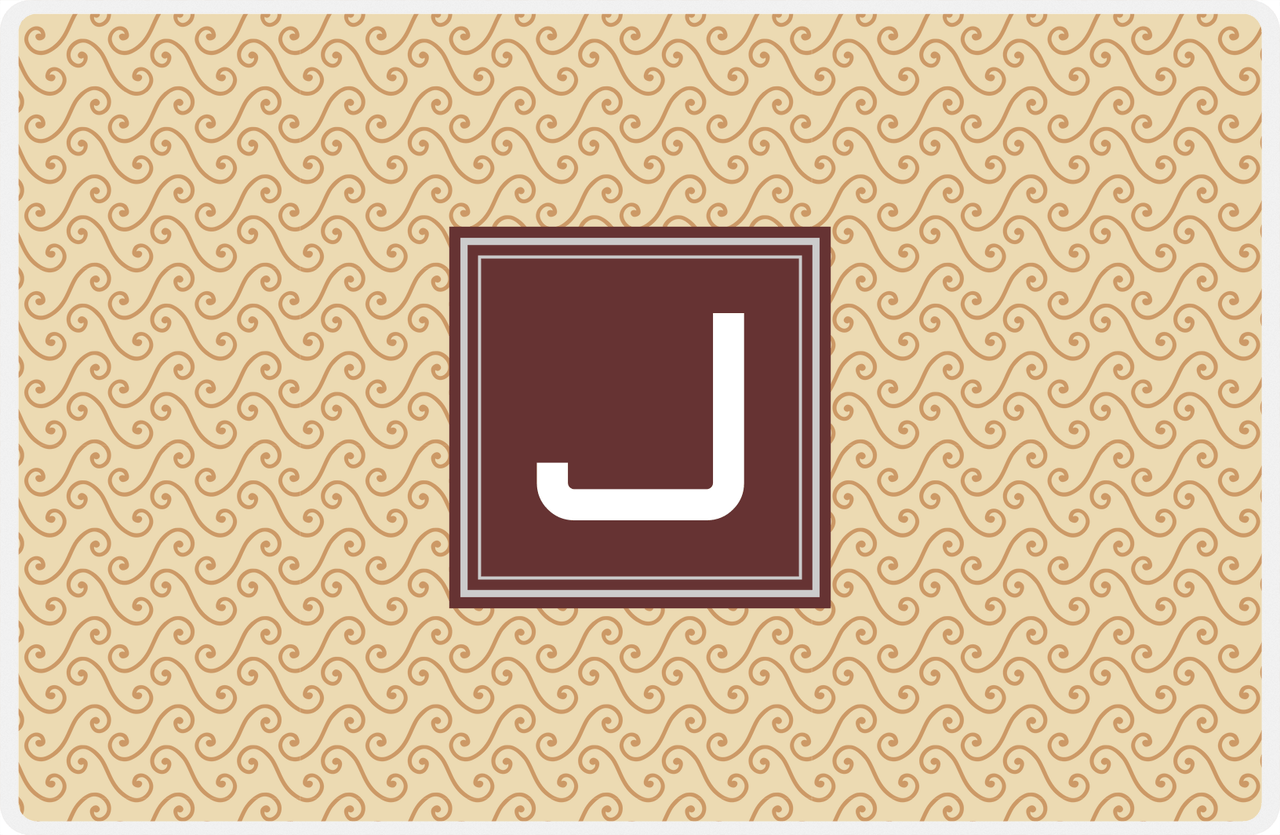 Personalized Mod 3 Placemat - Light Brown and Champagne - Brown Square Frame -  View