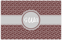 Thumbnail for Personalized Mod 3 Placemat - Brown and White - Light Grey Circle Frame with Ribbon -  View