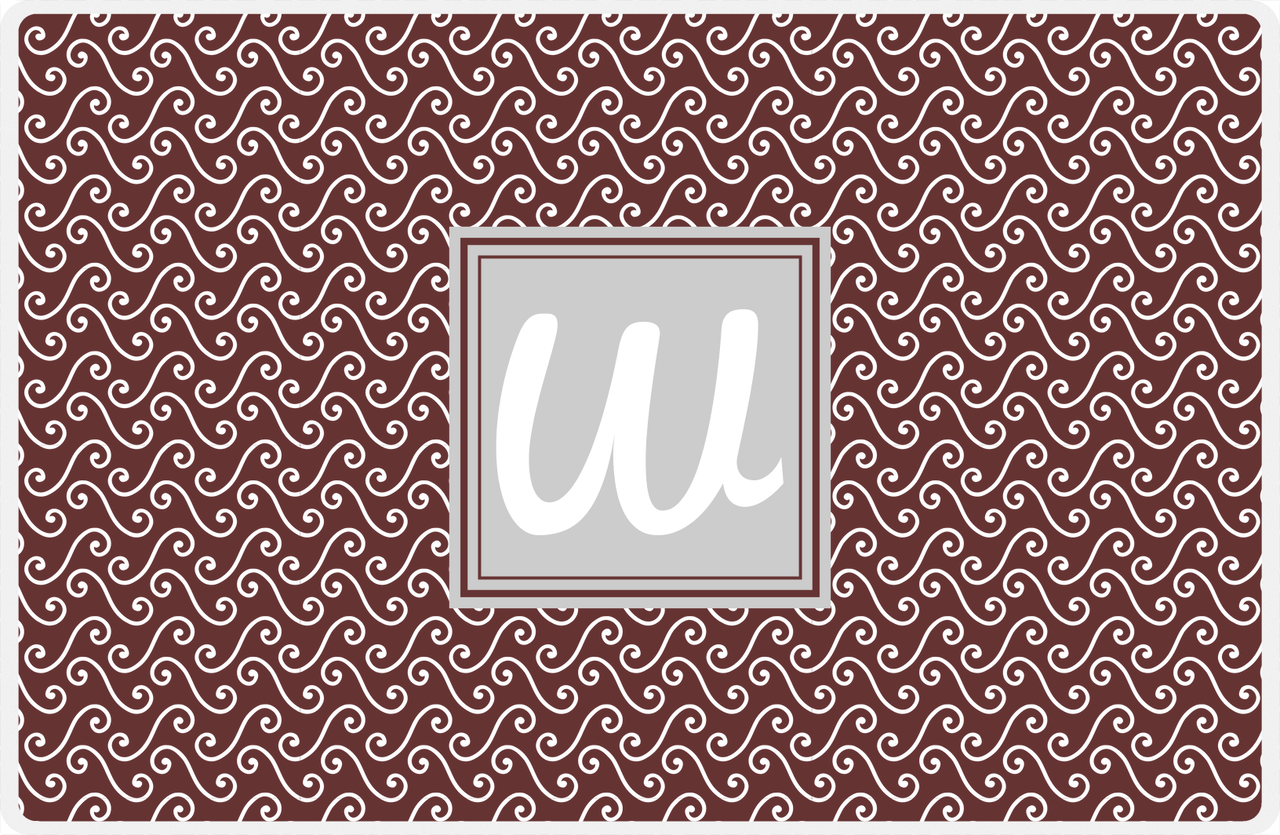 Personalized Mod 3 Placemat - Brown and White - Light Grey Square Frame -  View
