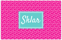 Thumbnail for Personalized Mod 3 Placemat - Hot Pink and White - Viking Blue Rectangle Frame -  View