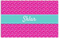 Thumbnail for Personalized Mod 3 Placemat - Hot Pink and White - Viking Blue Ribbon Frame -  View