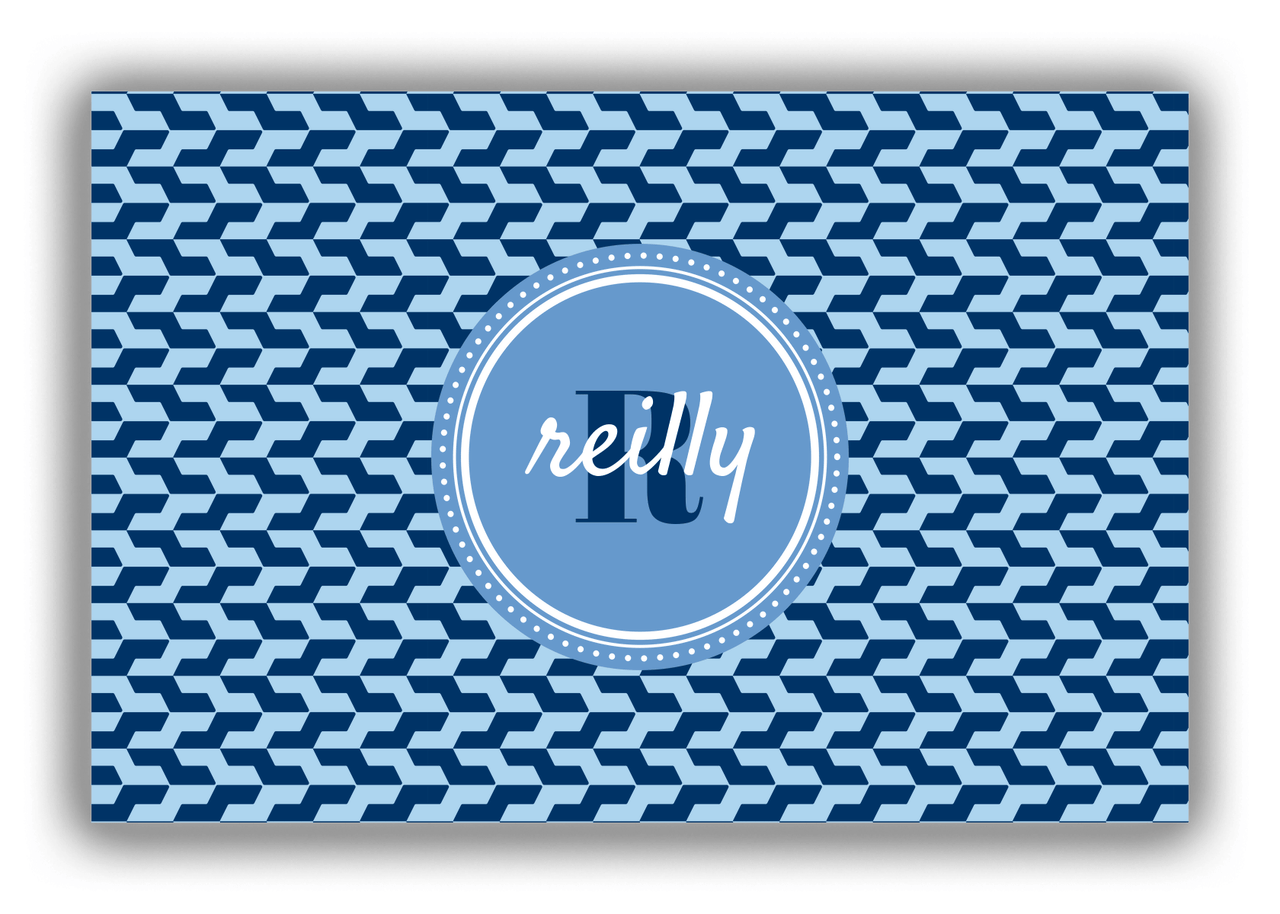 Personalized Mod Canvas Wrap & Photo Print II - Blue with Circle Nameplate - Front View