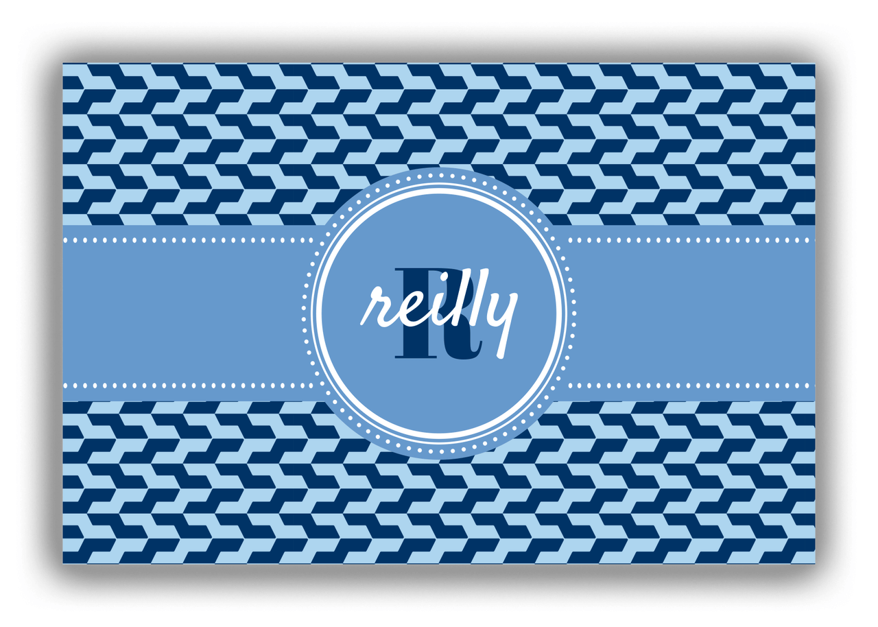 Personalized Mod Canvas Wrap & Photo Print II - Blue with Circle Ribbon Nameplate - Front View