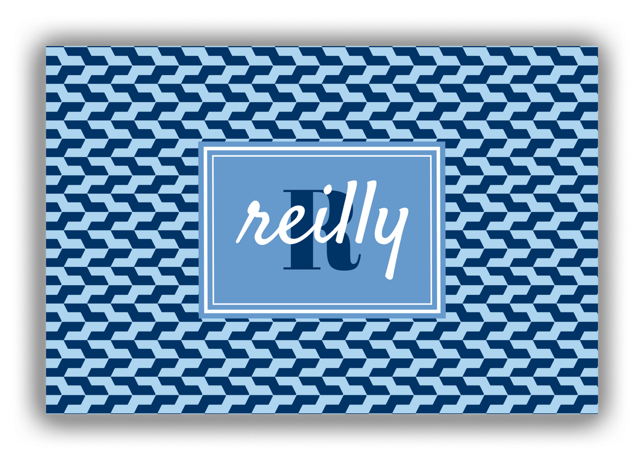 Personalized Mod Canvas Wrap & Photo Print II - Blue with Rectangle Nameplate - Front View