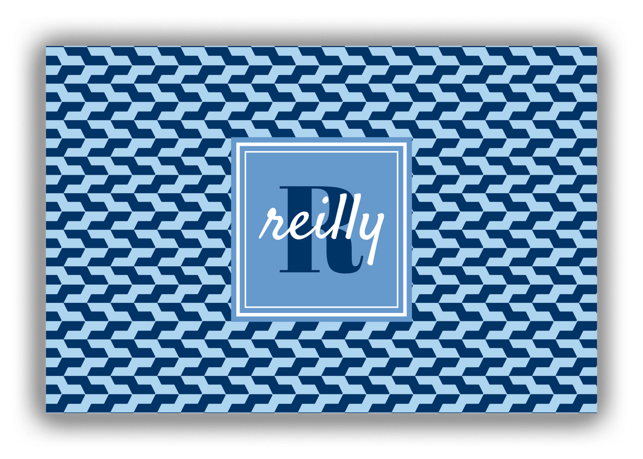 Personalized Mod Canvas Wrap & Photo Print II - Blue with Square Nameplate - Front View