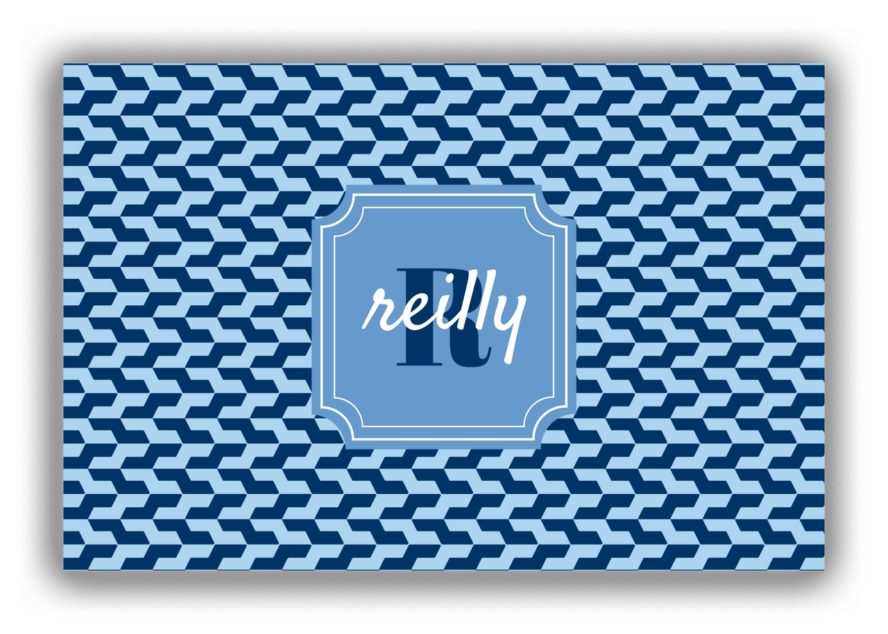 Personalized Mod Canvas Wrap & Photo Print II - Blue with Stamp Nameplate - Front View