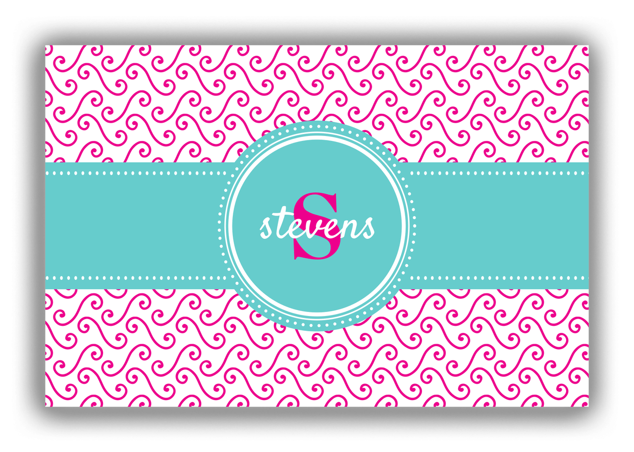 Personalized Mod Canvas Wrap & Photo Print III - Pink with Circle Ribbon Nameplate - Front View