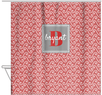 Thumbnail for Personalized Mod III Shower Curtain - Roseate and Grey - Square Nameplate - Hanging View