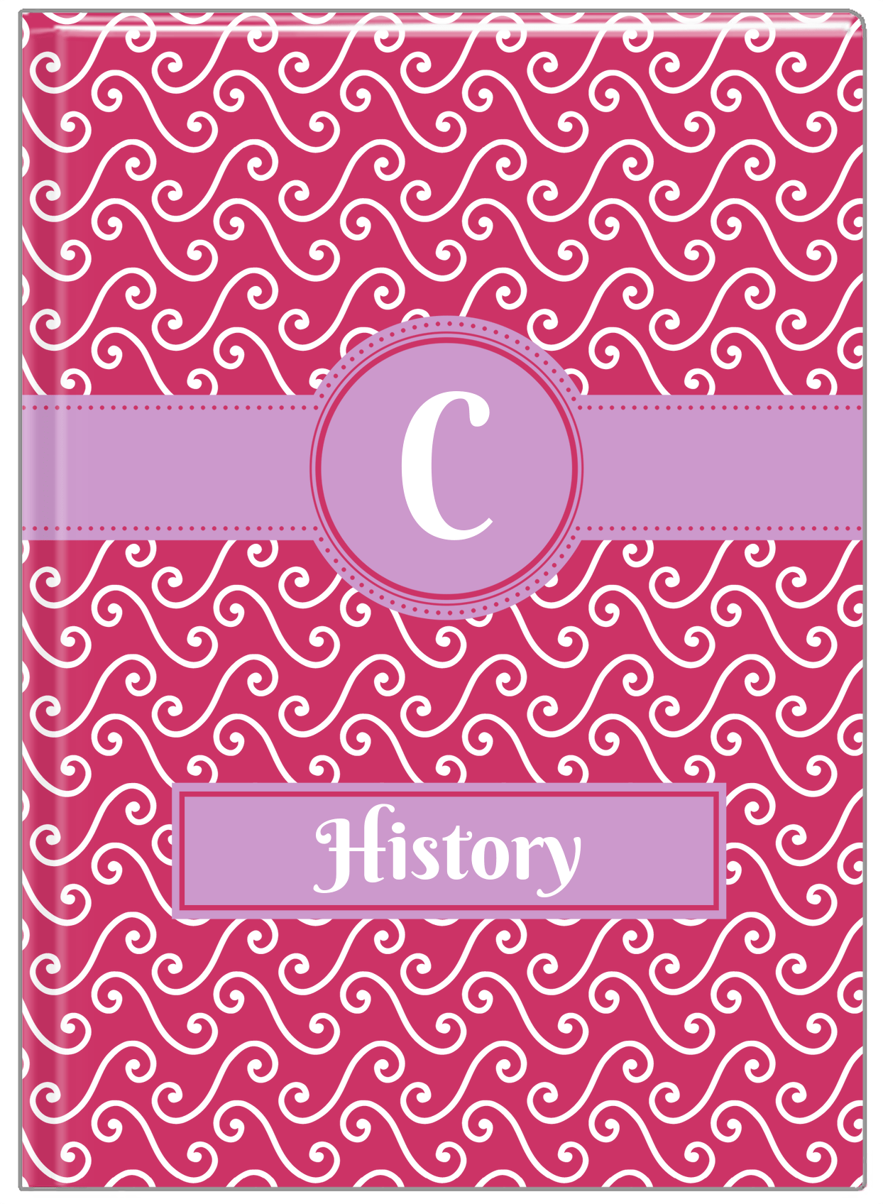 Personalized Mod III Journal - Pink and White - Circle Ribbon Nameplate - Front View