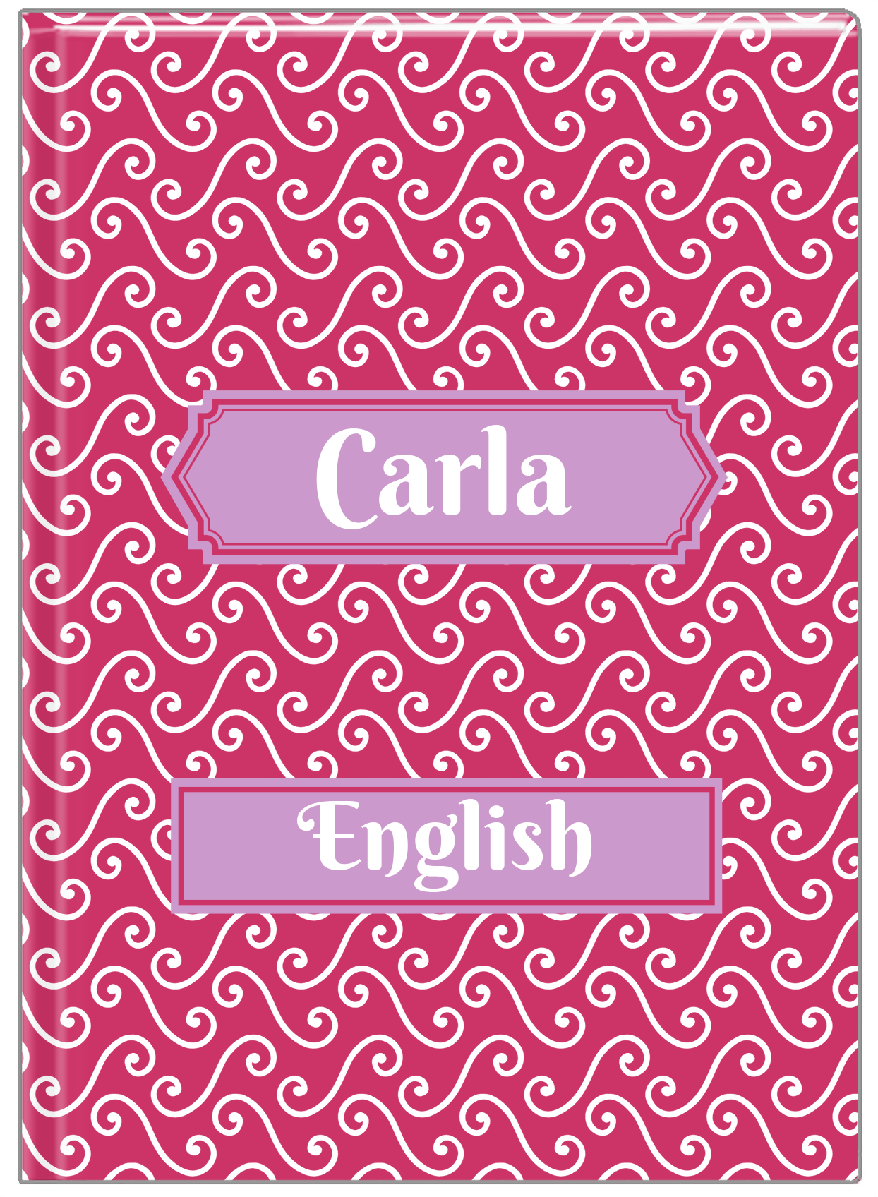 Personalized Mod III Journal - Pink and White - Decorative Rectangle Nameplate - Front View